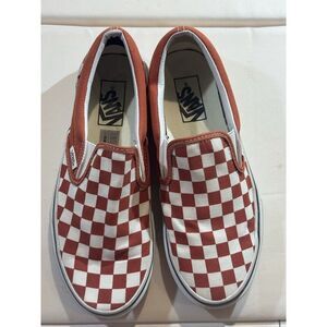 Vans Classic Slip-On Red White Checkerboard Canvas Skate Shoes M6 W7.5 38